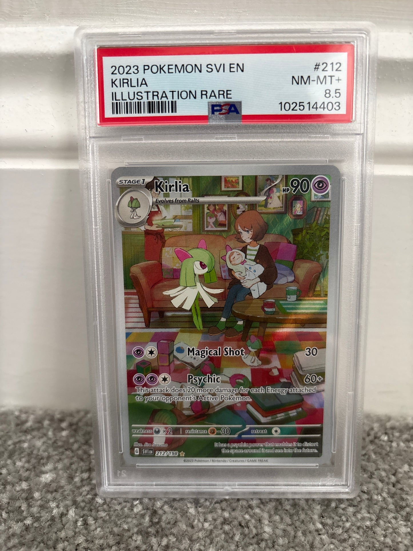 Kirlia (212) Illustration Rare 2023 Pokemon MEW Graded Pokemon Card (PSA 8.5)
